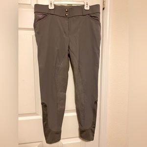 Piper Evolution Full Seat Breeches, 32R Grey with Pink Accents